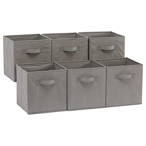 Paquete de 6 cubos de almacenamiento plegables Amazon Basics,...
