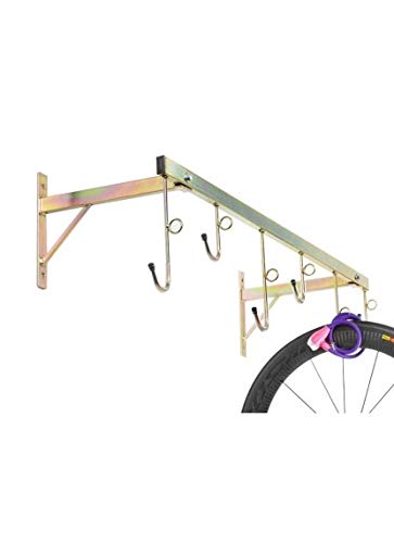 Andrys - Râtelier range vélo mural pour extérieur et intérieur – Porte-vélos démontable pour 6 vélos – Range vélos en acier galvanisé – Couleur tropical doré avec embouts en pvc noir - 3006A
