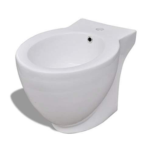 vidaXL Bidet Rond à Poser Céramique Sanitaire Blanc Toilette Cuvette Siège WC