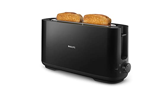 Philips HD2590/90 Daily Toaster Black, 1 Extra Long Slot, Reheat Button