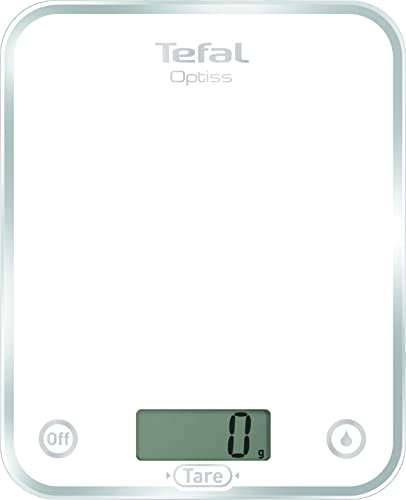 Tefal BC5000V2 Balance de Cuisine Électronique Optiss 5kg/1g Fonction Tare Conversion Liquide Ecran LCD Blanc