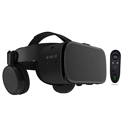 LONGLU VR Auriculares Bluetooth VR para iPhone/Samsung... Gafas de realidad virtual 3D con control remoto inalámbrico, gafas VR para películas y juegos compatibles con teléfonos Android/iOS (negro)