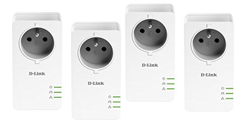 D-Link DHP-P601AVx2 CPL 1000 mbps, Kit de 4 adaptadores HomePlug AV2 1000 HD enchufe integrado- Ideal para disfrutar del servicio Multi-TV en casa