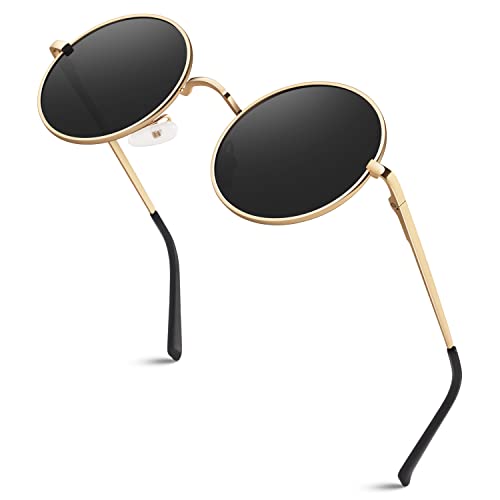 CGID E01 Pequeño Lennon Retro Vintage Style Inspirado Gafas de sol polarizadas Círculo de metal redondo