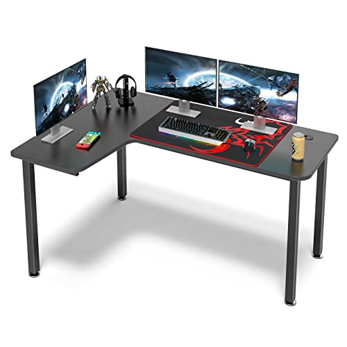 EUREKA ERGONOMIC Gaming Desk L60 Gamer Desk Gaming PC Computer Desk L Shape Table Desk Black 152*70 cm