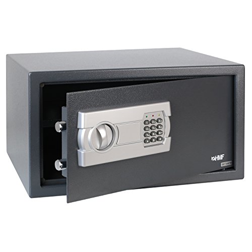 HMF 4612412 Caja fuerte de pie con cerradura electrónica, para archivos y portátiles de 15 pulgadas, 45 x 25 x 36,5 cm, antracita
