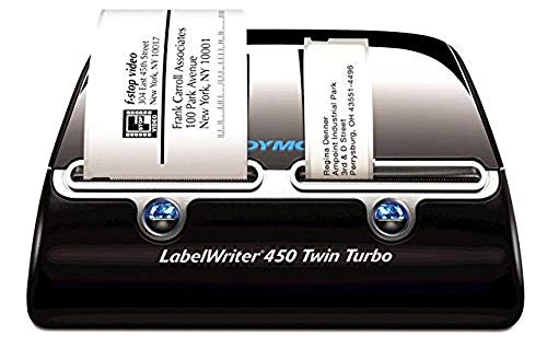 DYMO LabelWriter 450 Twin Turbo - Imprimante d'étiquettes - papier thermique - rouleau (6,2 cm) - 600 x 300 ppp - jusqu'à 71 étiquettes/minute - capacité : 2 rouleaux - USB