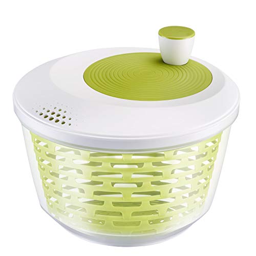 Westmark Salad Spinner, Capacidad: 4,4 L, ø 23,5 cm, Plástico, Sin BPA, Spinderella, Color: Transparente/Blanco/Verde, 2430224A