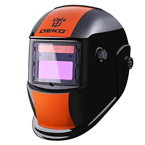 DEKO Casco de soldadura con oscurecimiento automático con energía solar, con rango de sombra ajustable 4/9-13 para máscara de soldadura Mig Tig Arc (negro naranja)