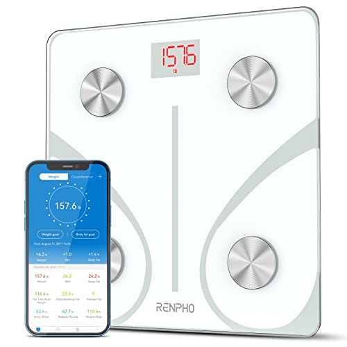 RENPHO Pèse Personne Impédancemètre, Balance Connectée Bluetooth Électronique Digital Balance, Impedancemetre avec 13 Données Corporelles, Blanc