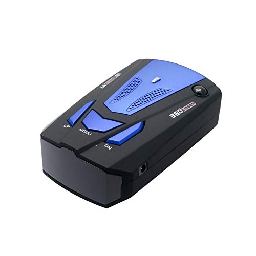Detector de radar de coche V7, alarma de aviso de voz Riloer, detector de radar de operación simple de 3 botones y kit de cargador de coche, azul