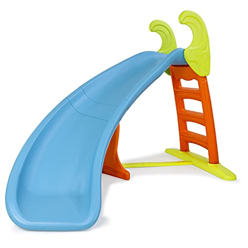 FEBER Curve Slide - Toboggan courbé à eau, pour enfants de 3 à 10 ans, Bleu (Famosa 800008359)