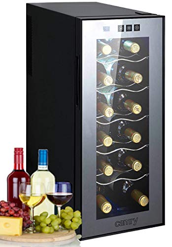 Vinoteca - 33 litros - 12 botellas - Vinoteca - Mini nevera - Minibar - Con puerta de cristal - Iluminación LED