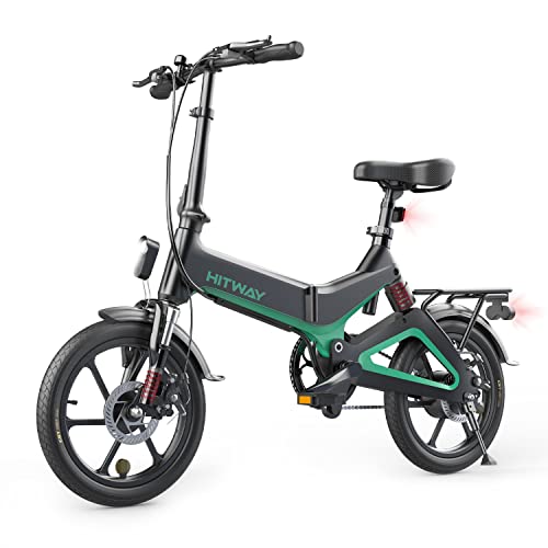 HITWAY vélo électrique léger 250W électrique Pliable d'assistance à la pédale avec Batterie 7,5Ah, 16 Pouces, pour Adolescent et Adultes (Noir)