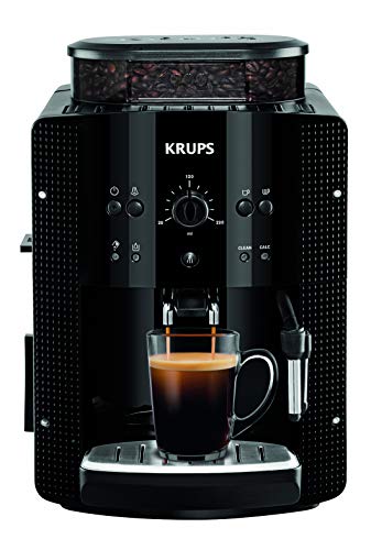 Máquina de café KRUPS ESSENTIAL NOIRE, molinillo de granos, cafetera de 2 tazas, cafetera de Espresso, limpieza automática, boquilla de vapor, capuchino YY8125FD