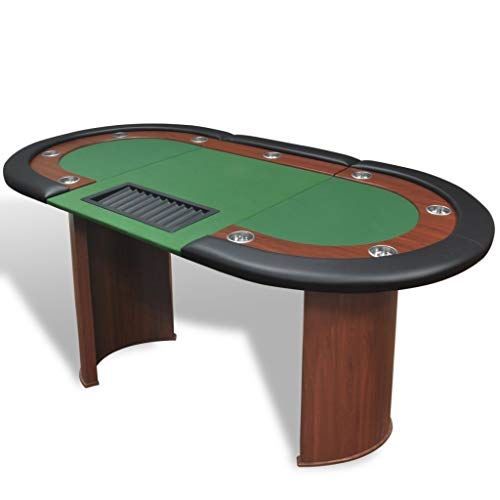 Directachat56 Mesa de Poker de Lujo, 9 Personas, 3 Colores de Alfombra a Elegir (Verde)