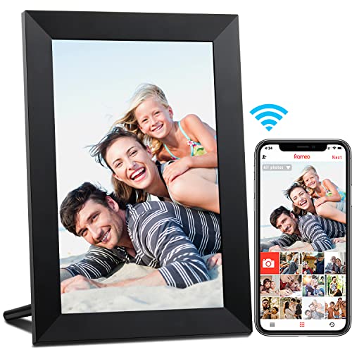 AEEZO Marco de fotos digital WiFi Pantalla táctil IPS HD de 9 pulgadas, rotación automática, fácil configuración para compartir fotos y videos, marco de fotos digital inteligente montado en la pared (negro)