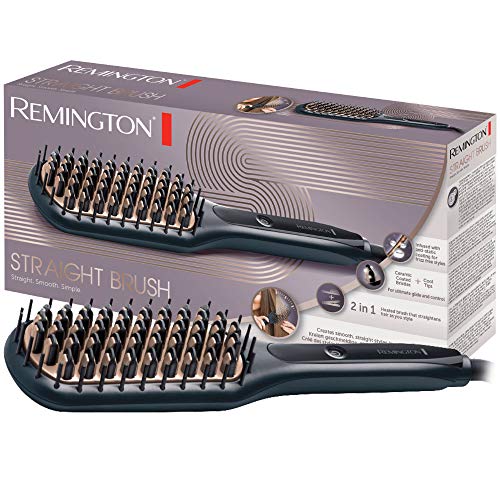 Remington Ionic Advanced Cepillo alisador de cerámica, suaviza, calienta, desenreda, cabello brillante y suave - CB7400 StraightBrush