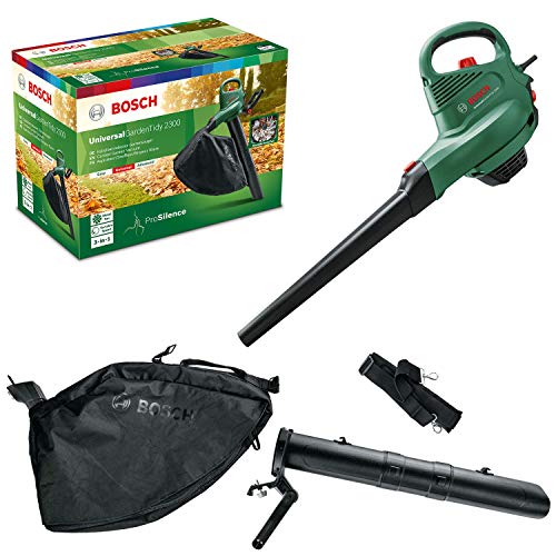 Aspirador/soplador/triturador de hojas Bosch - UniversalGardenTidy 2300 (2300 W, bolsa de recogida de 45 L, velocidad variable, para soplar, aspirar y triturar hojas, en caja de cartón)