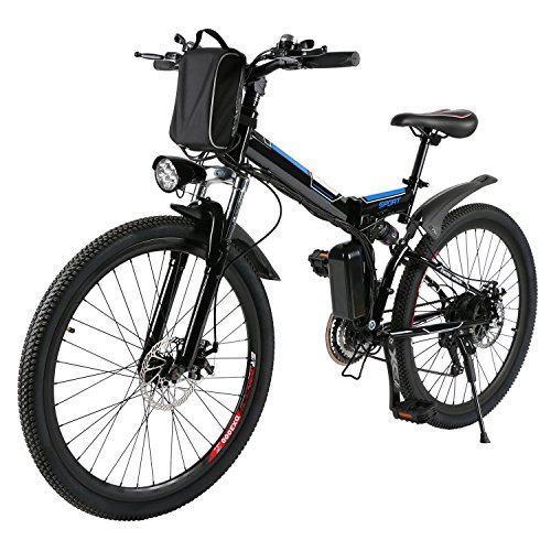 Bicicleta eléctrica plegable AMDirect MTB con rueda de 26 pulgadas batería de iones de litio de gran capacidad (36V 250W) suspensión de calidad completa y cambio Shimano