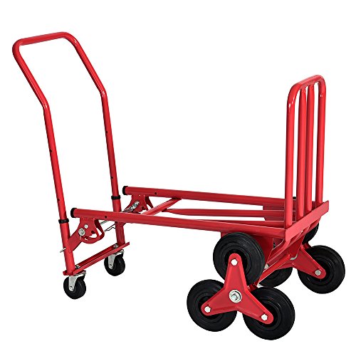 Carro de mano con plataforma plegable con ruedas de goma, soporta hasta 150 kg, tamaño: 33 * 38 * 120 cm, peso: 15 kg, rojo