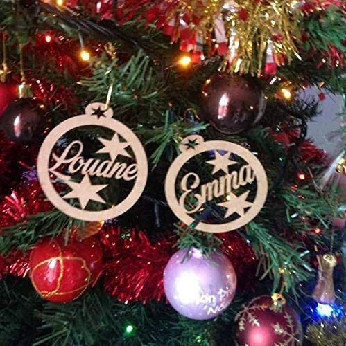Bola de Navidad personalizada nombre de su elección en madera regalo único, decoración del árbol