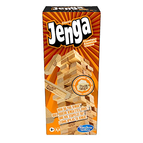 Jenga clásico, juego con auténticos bloques de madera maciza,...