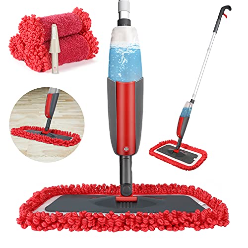 Trapeador de piso con botella de spray, Winpok Microfibra Floor Mop Spray Mop Spray Mop Premium Mop (Rojo)