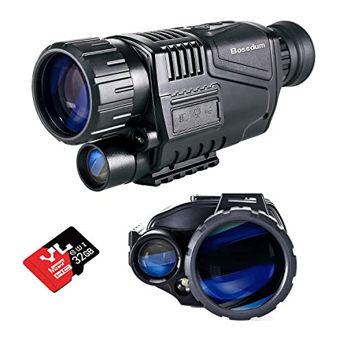 Monocular de visión nocturna, (tarjeta TF de 32 GB incluida), monocular de visión nocturna HD de 5x40 mm Tome fotos y videos hasta 656 pies en la oscuridad total