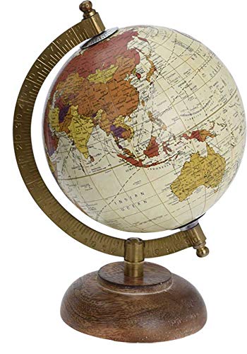 made2trade Globe terrestre au design rétro, beige, 12 cm