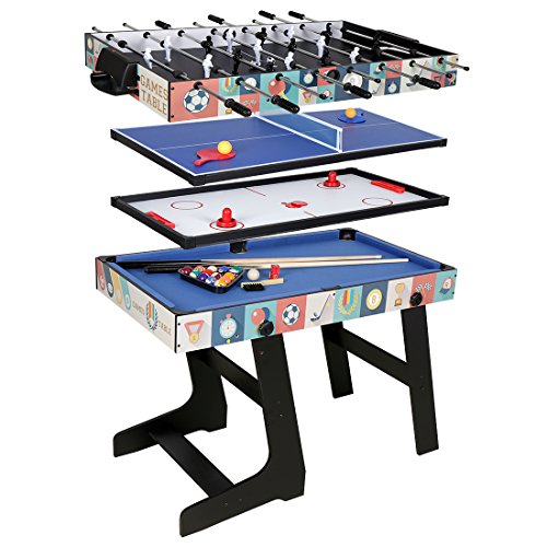 hlc-Table Multi Jeux 4 en 1 Pliante-Billard/Babyfoot/Hockey/Tennis de Table-121.5 * 61 * 81.3cm