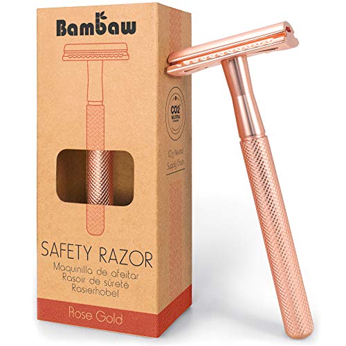 Maquinilla de afeitar de seguridad de oro rosa para mujer |  Maquinilla de afeitar...