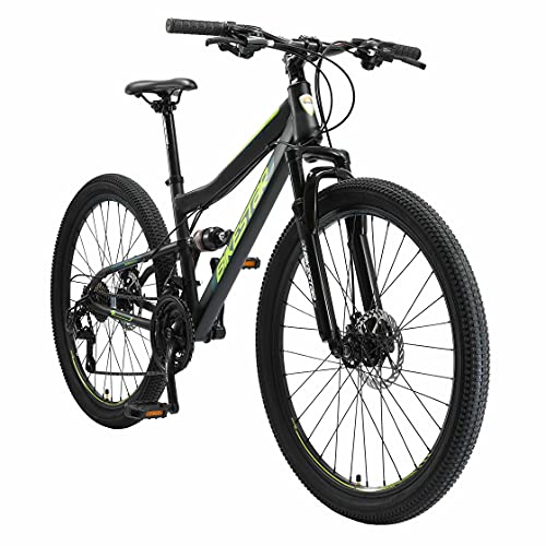 Bicicleta de montaña BIKESTAR MTB, freno de disco, 21 velocidades Shimano, 27,5 pulgadas |  Bicicleta de montaña Full Suspensión Full Frame 17 Pulgadas |  Negro