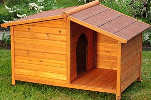 Niche en bois pour chien. Niche d'extérieur en bois pour chien solide et attrayante avec terrasse abritée.